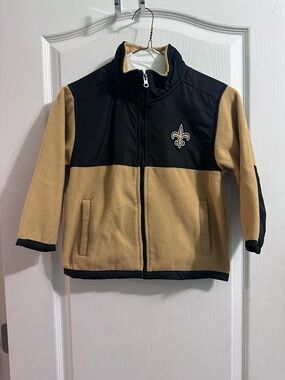 NFL Kids Black and Gold Fleece Jacket with Saints Logo